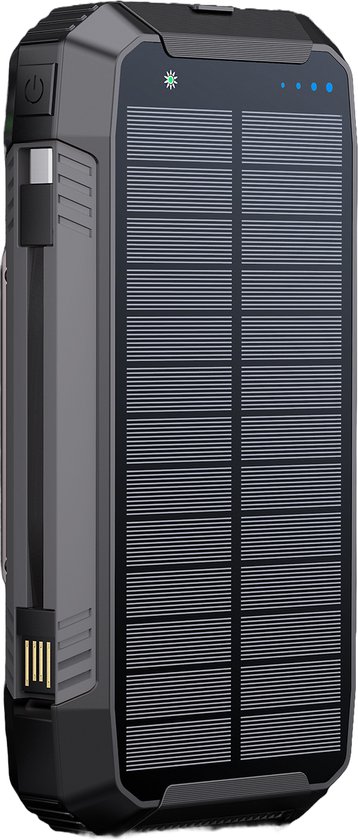 Banky Solar Powerbank 30.000 mAh Zwart Draadloos Opladen - Banky - €41,95
