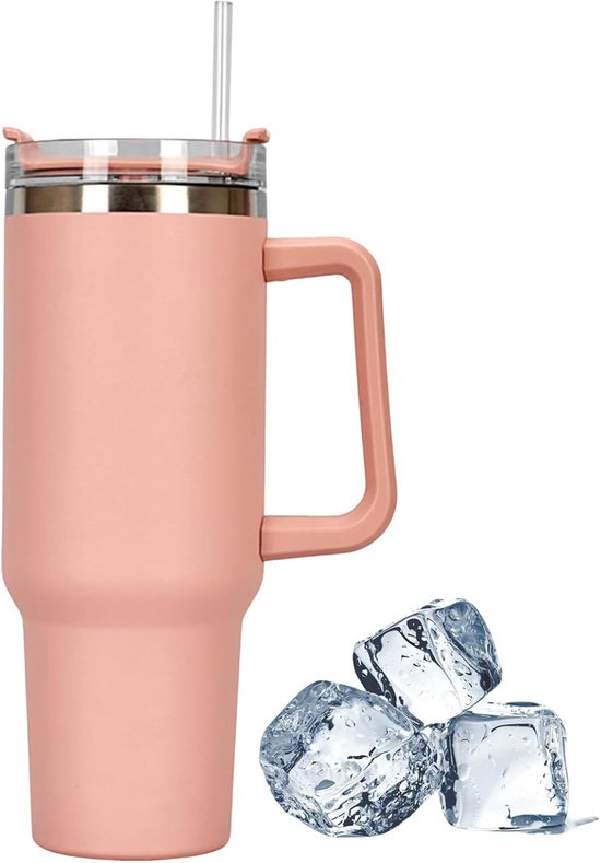 40 oz Thermobeker voor onderweg met rietje
