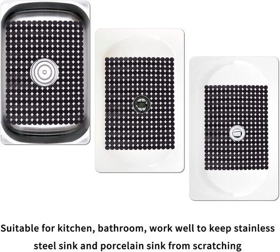 Tapis d'évier - 2 pièces - 30x40cm - Insert d'évier - Rectangulaire - Motif à pois - Protection d'évier - Zwart - PVC - Tapis d'évier - Tapis d'évier - Tapis de lavabo