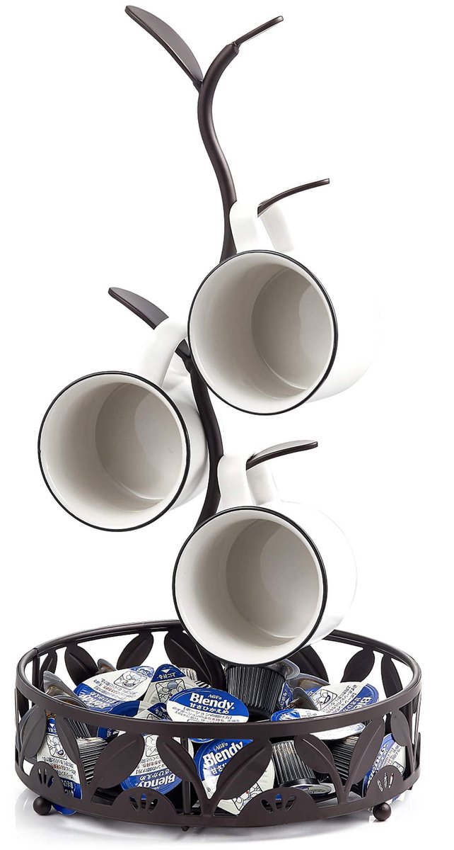 Ibenzoa® Koffie- en theekopjes opbergrek met kleineruimte, zwart