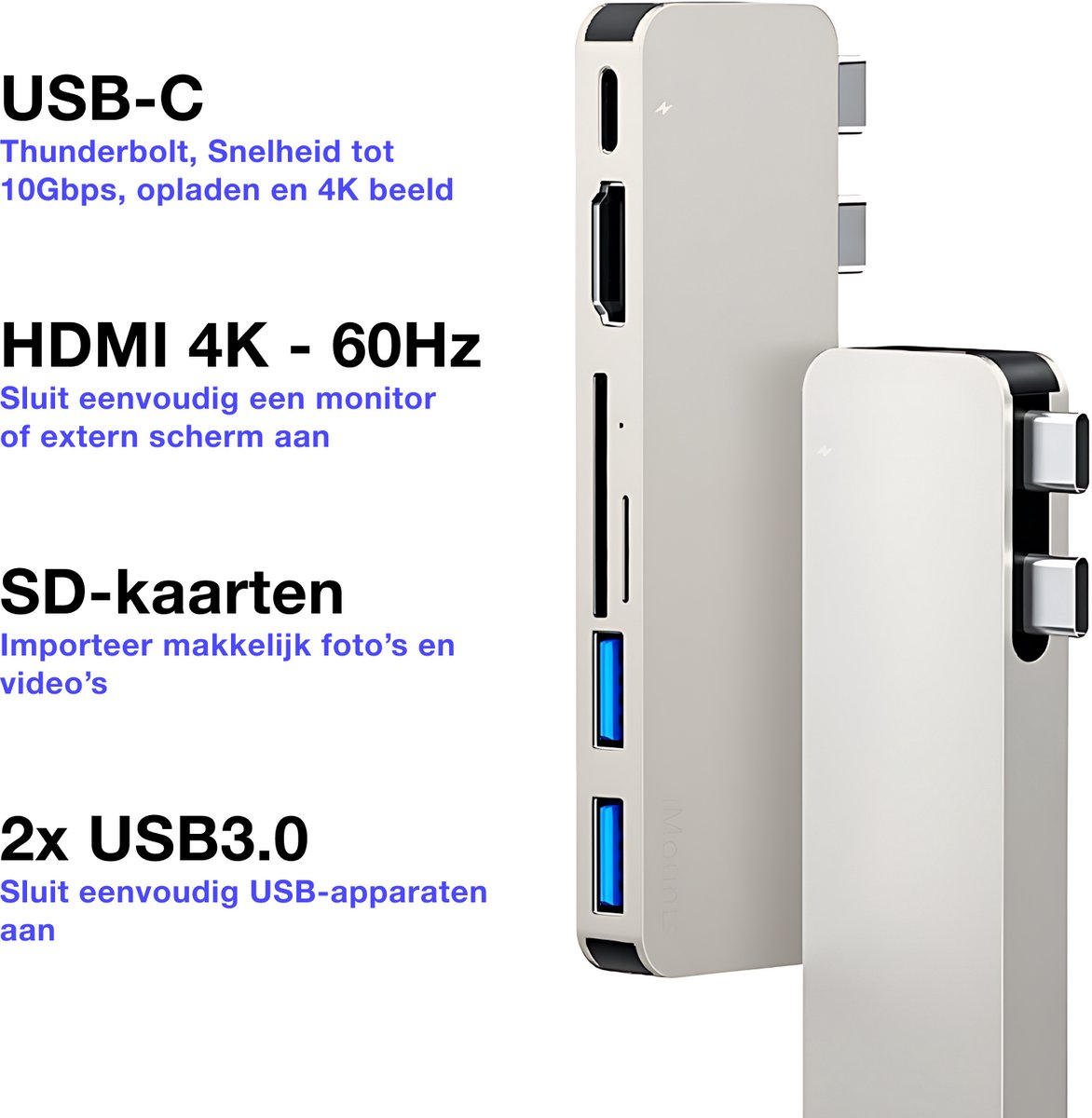 iMounts MacBook Air usb-c hub - HDMI - Starlight / Sterrenlicht thumbnail 4