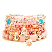 Armbanden set- Dames Armbanden- Kralenarmbanden 8 stuks- Roze armbanden- Ibiza- Boho- Vrouw- LiLaLove- Moederdag