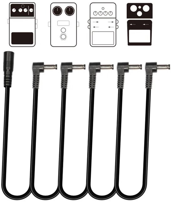 Foto: Stroomverdeel kabel voor effect pedalen daisy chain 5 way voeding voor al je gitaarpedalen 9v