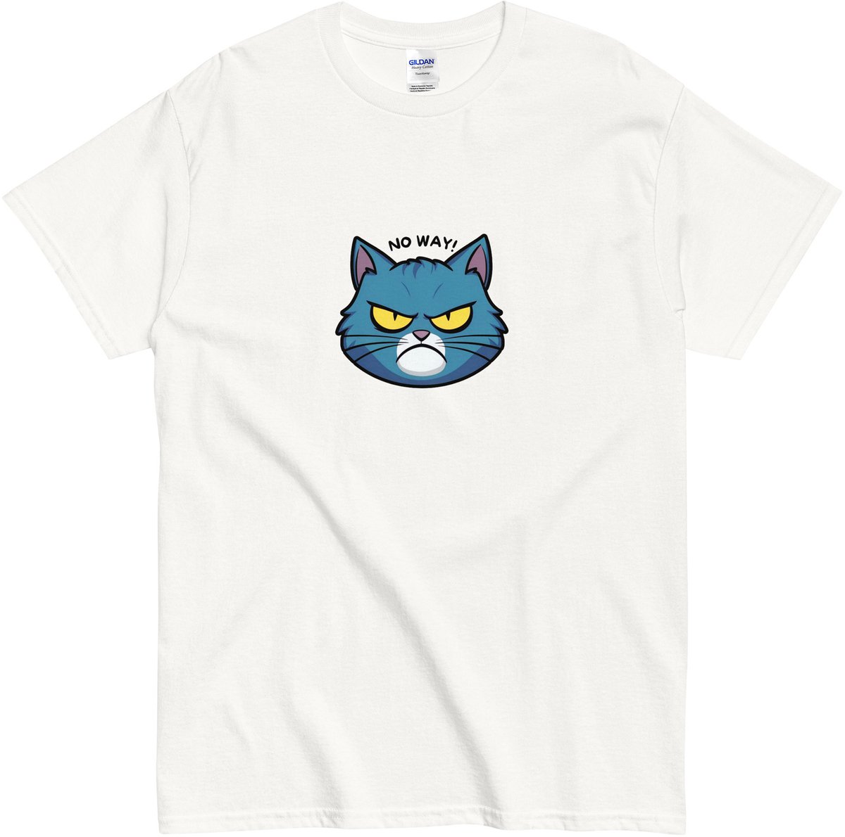 Grappig T Shirt met Kat - No Way! - Cartoon Design - Dames Heren - Wit - L