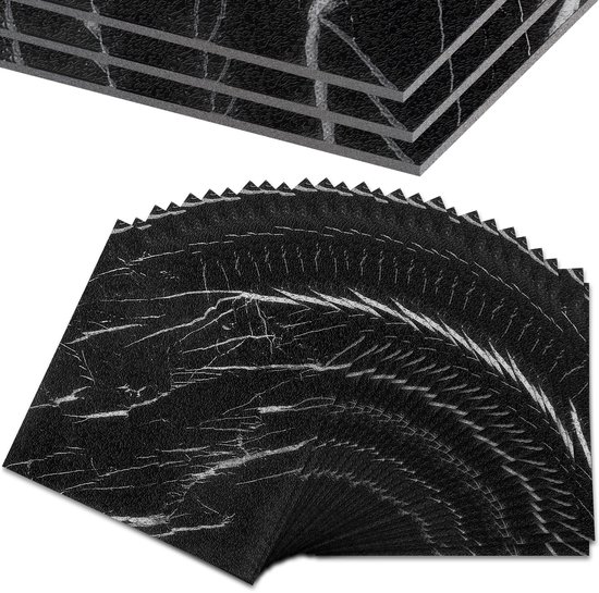 Revêtement de sol PVC 27 dalles - Sols en PVC - Sol vinyle - Sols Vinyl - Naturel - 30 cm x 30 cm - Zwart