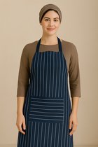 Tablier de cuisine rayé Blauw - Tablier avec poche avant - Sangle réglable - Unisexe - BBQ, cuisine, pâtisserie - Horeca Line®