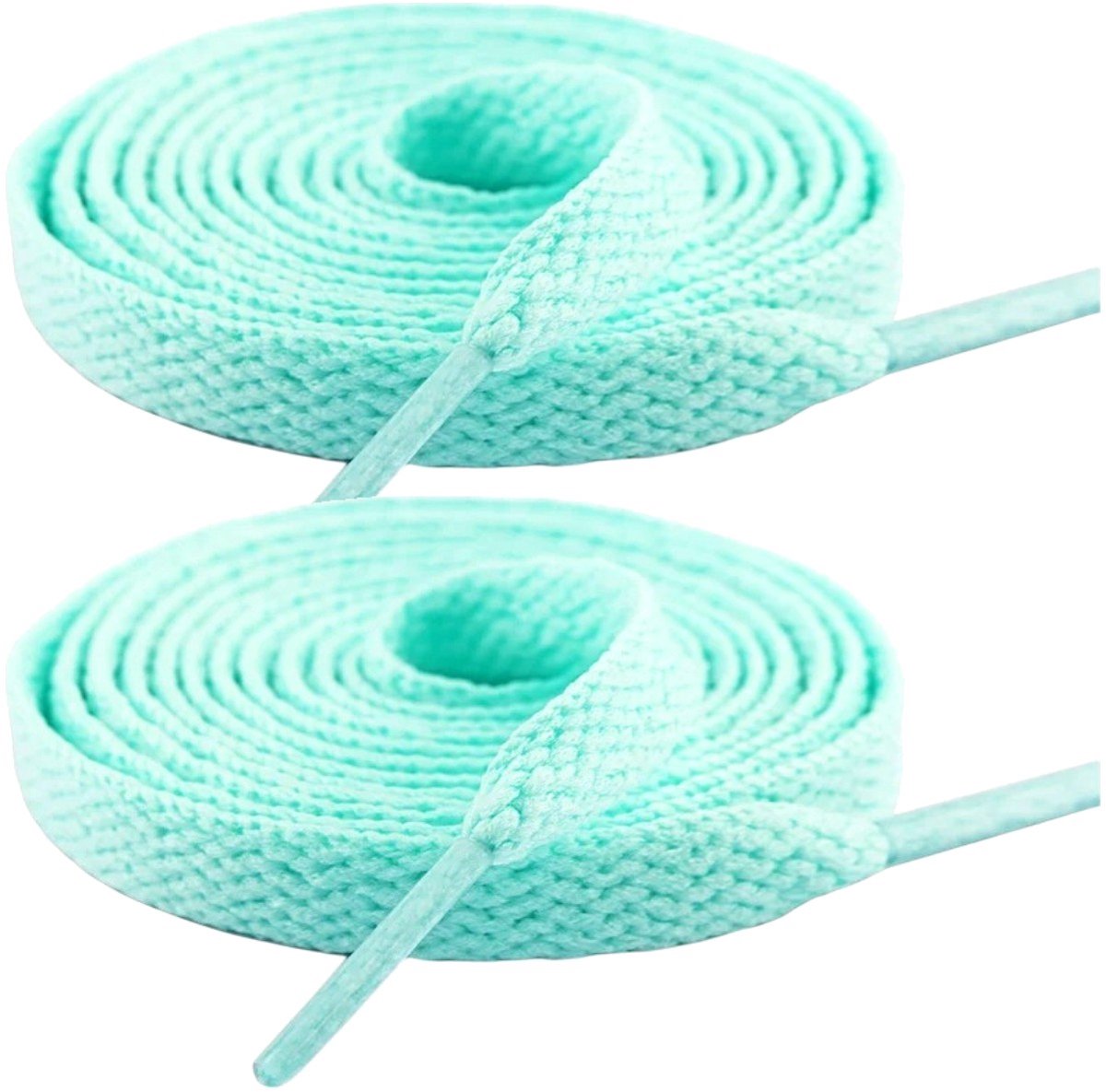 Fako Fashion - Schoenveters - Veters - Plat - 8mm - 120cm - 1 Paar - 2 Stuks - Mintgroen