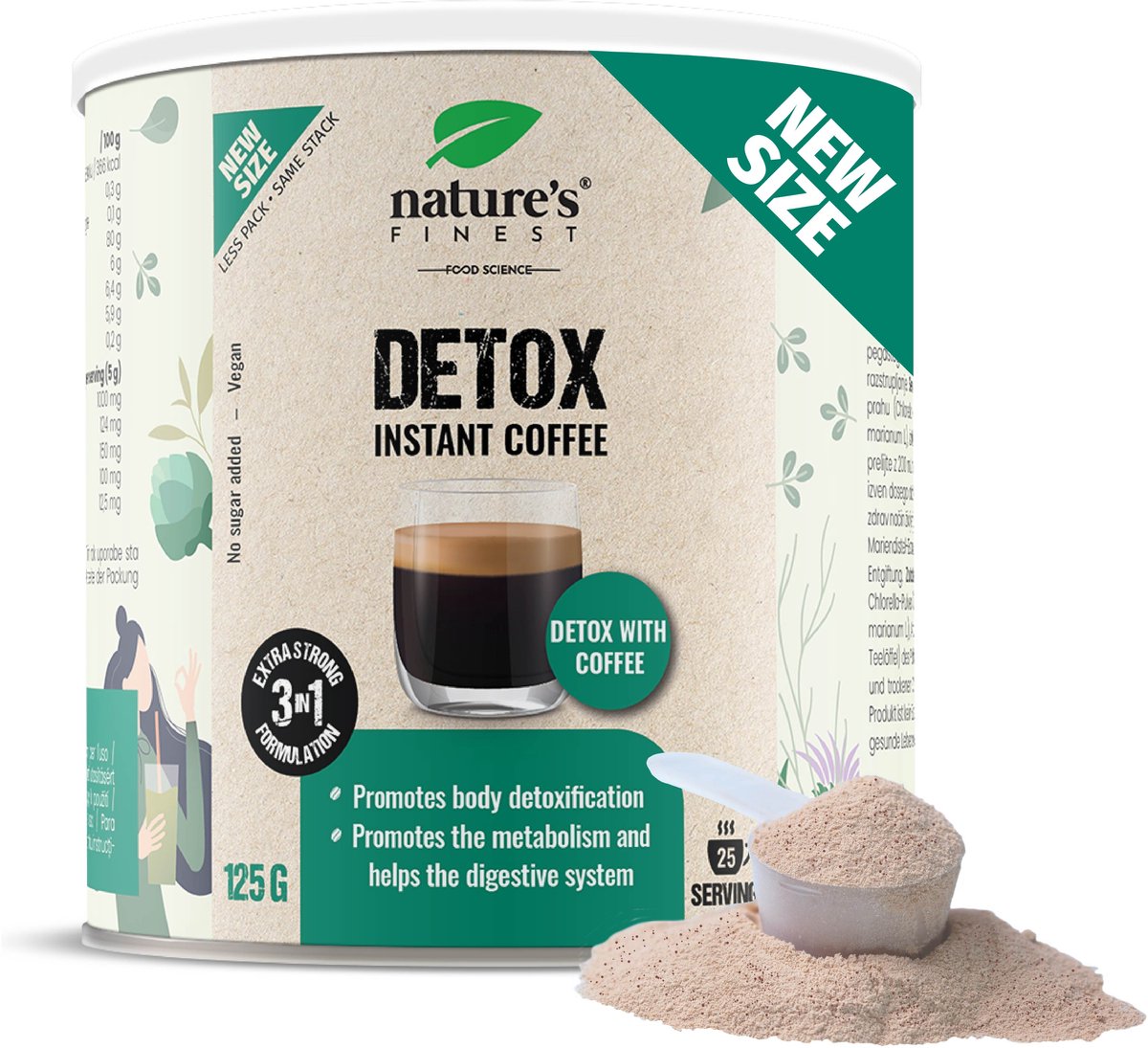 Goedkoopste Nature's Finest Detox Coffee - 4-in-1 heerlijke koffie, bevordert de ontgifting, helpt bij het afvallen, verbetert de spijsvertering en geeft energie - met mariadistel extract, artisjok extract, chlorella en oploskoffie, lactose-vrij, veganistisch