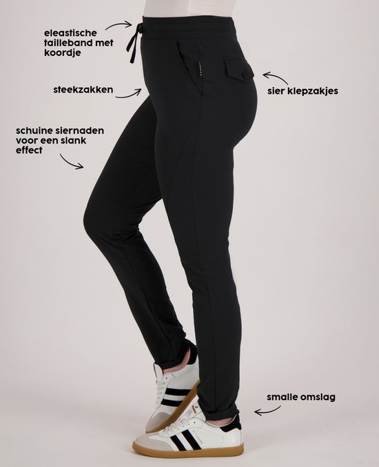 Je m'appelle Travelstof At Work Broek Slim fit Met stretch - Zwart - Maat L