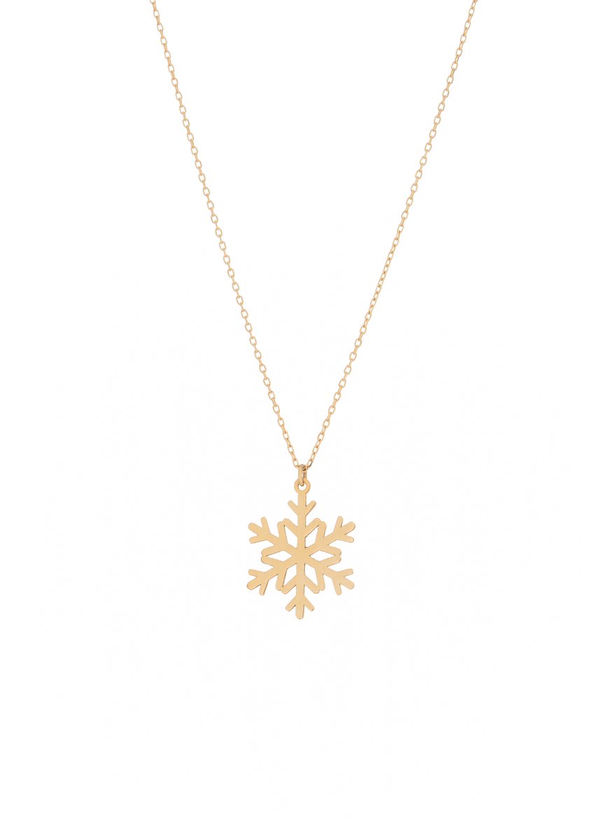 MeYuKu- Sieraden- 14 karaat gouden ketting met sneeuwvlokhanger