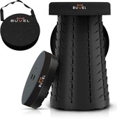 Buvel® Opvouwbare kruk - Kruk - Krukje - Inklapbaar - Telescopisch - Visstoel - Verstelbaar - Rond zwart met kussen