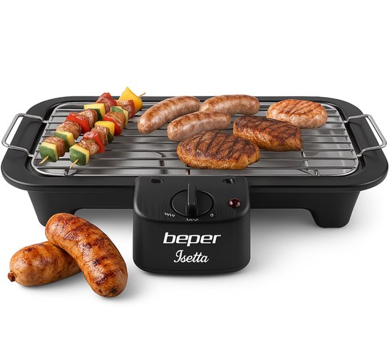 Beper BT.410- Elektrische Barbecue - Grill - Grill Apparaat - Grillplaat - Rookvrij Koken - BBQ - 2000 watt