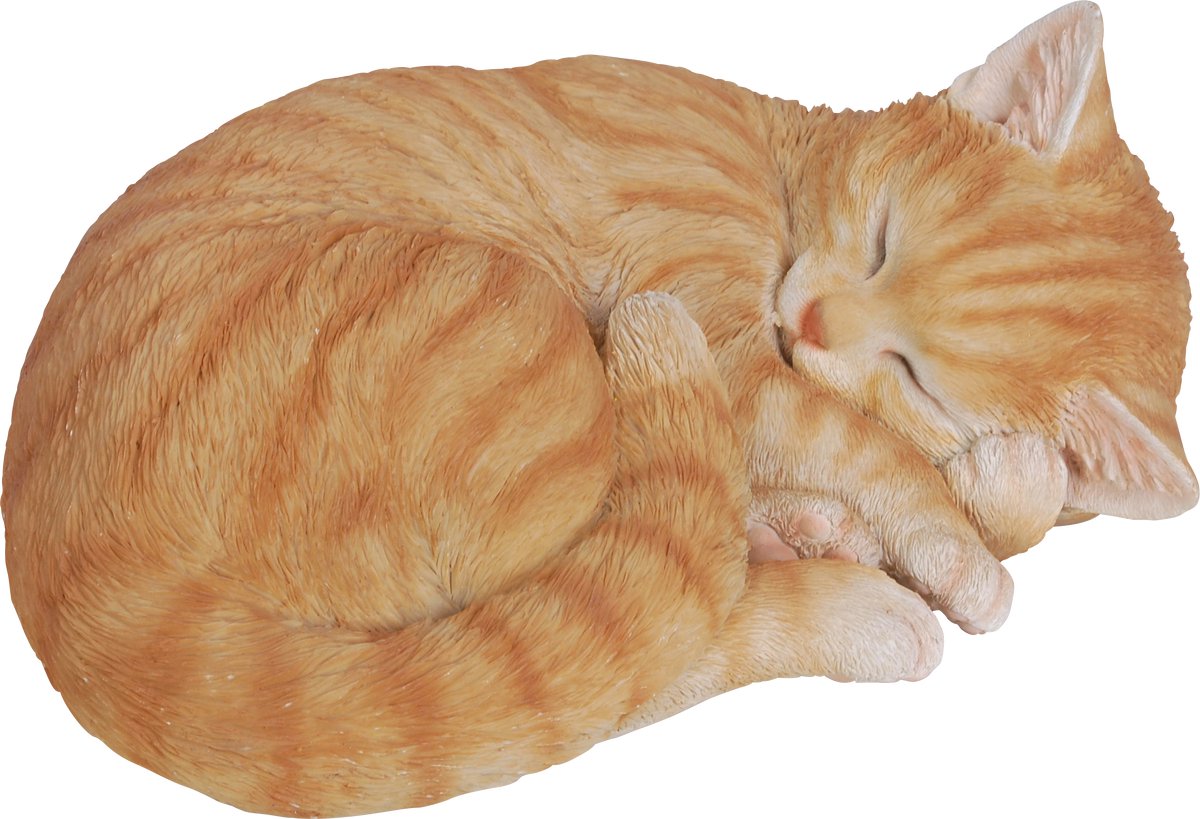 Slapende kat 11x28x31cm - Tuinbeeld - Dierenbeeld