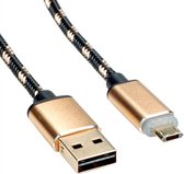 Roline Easy-USB Micro B naar Easy-USB-A snellaadkabel met LED - USB2.0 - tot 3A - 1 meter