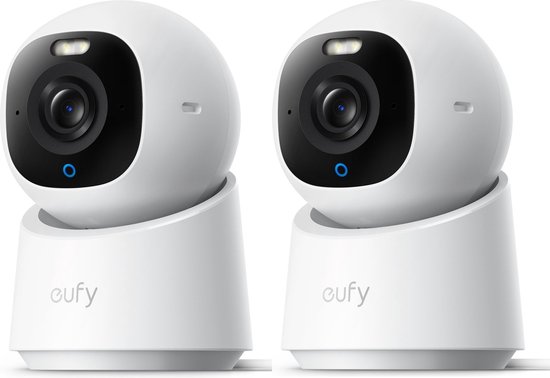 eufy Security Indoor camera E30 2 stuks – Indoor Cam - 4K UHD – Pan & Tilt – AI Mens- en Huisdierdetectie – Kleurennachtzicht – Compatibel met Apple HomeKit – Tweewegcommunicatie – Lokale Opslag – Geen Abonnementskosten