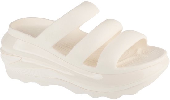 Crocs Classic Mega Crush Tripe Strap, Vrouwen, Wit, Slippers, maat: 39/40