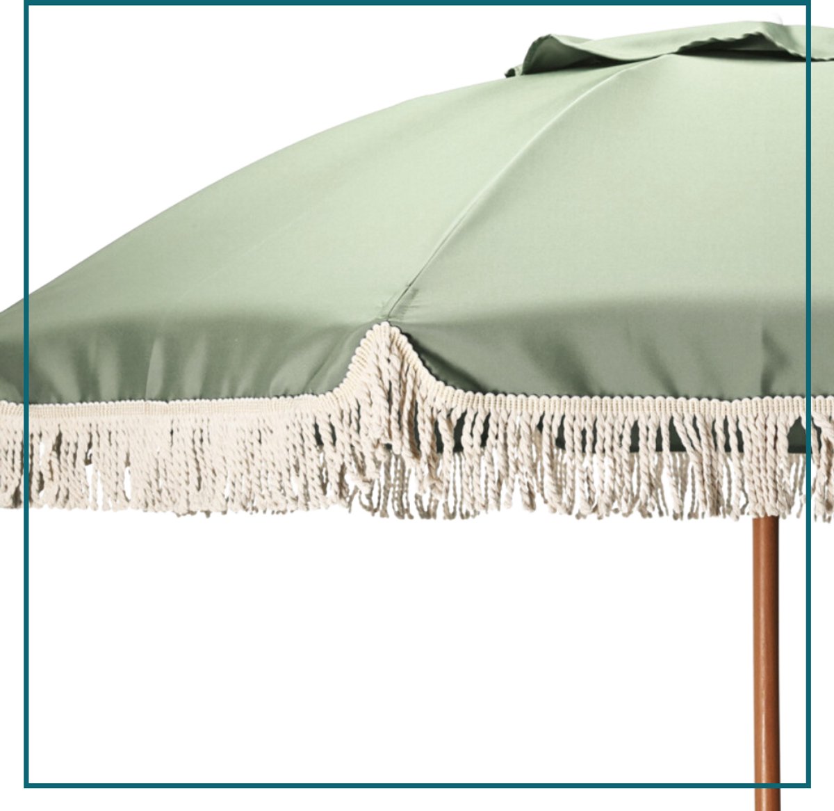 HIXA Parasol - Houten paal - Stokparasol - Groen - 180CM - Strandparasol - Tuin Accessoires - Balkon parasol - Bohemian - Ibiza - Stokdiameter 3cm - CHARLIE thumbnail 2