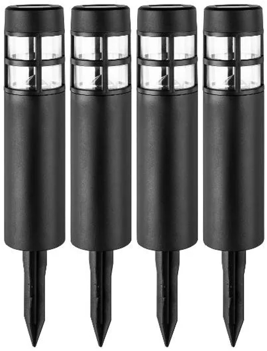 Livarno Home LED Solar Tuinlampen - Zwart - 4 stuks