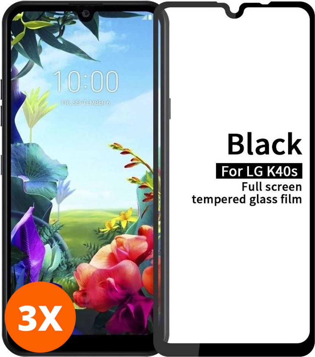 Mobigear Screenprotector geschikt voor LG K40s Glazen | Mobigear Premium Screenprotector - Case Friendly - Zwart (3-Pack)