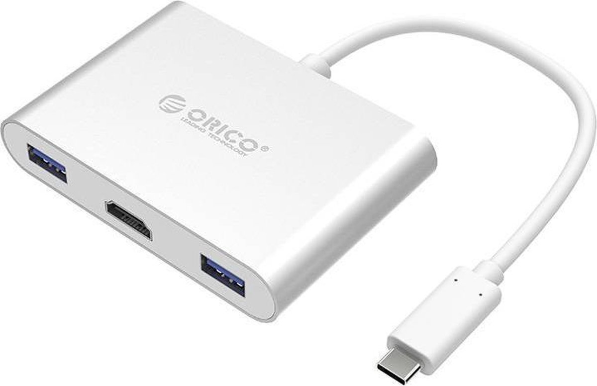 Orico - Aluminium USB Type C hub met 4K HDMI, 1x Type C poort en 3x USB 3.1 5Gbps geschikt voor PC / Laptop / MacBook- Zilver