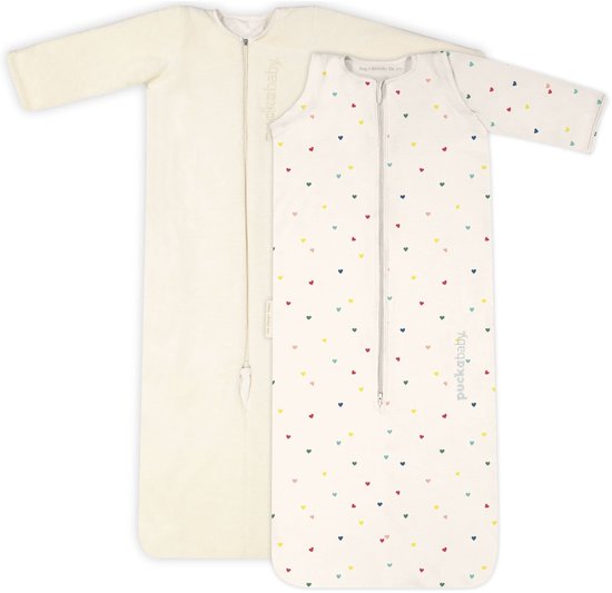 Puckababy Slaapzak 4 Seizoenen Baby - Zomerslaapzak en Winterslaapzak (6m-2,5j) - TOG 0.25 tot TOG 2.5 - Hearts Confetti