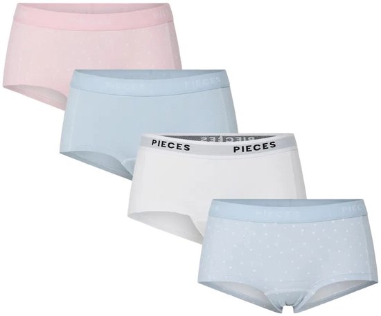 Lot de 4 shorts pour femme Pieces - Solid - Sous-vêtements en coton pour femme - Multipack - Pack économique - XS - Rose