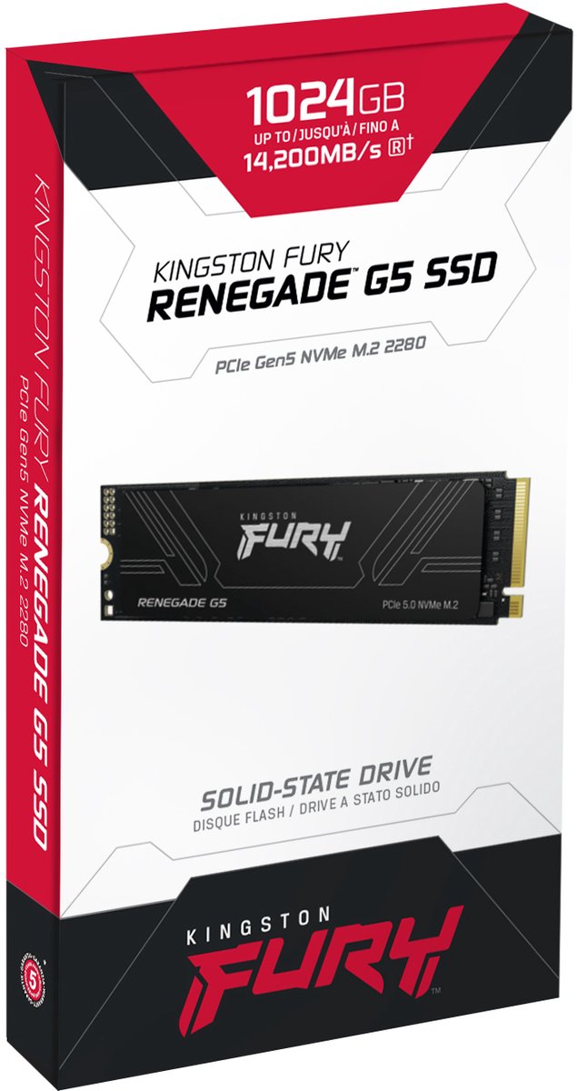Kingston FURY RENEGADE G5 1TB - SSD - M.2 2280 - PCIe 5.0 - 1 TB - NVMe 2.0 - 3D TLC - zwart van Kingston — afbeelding 5