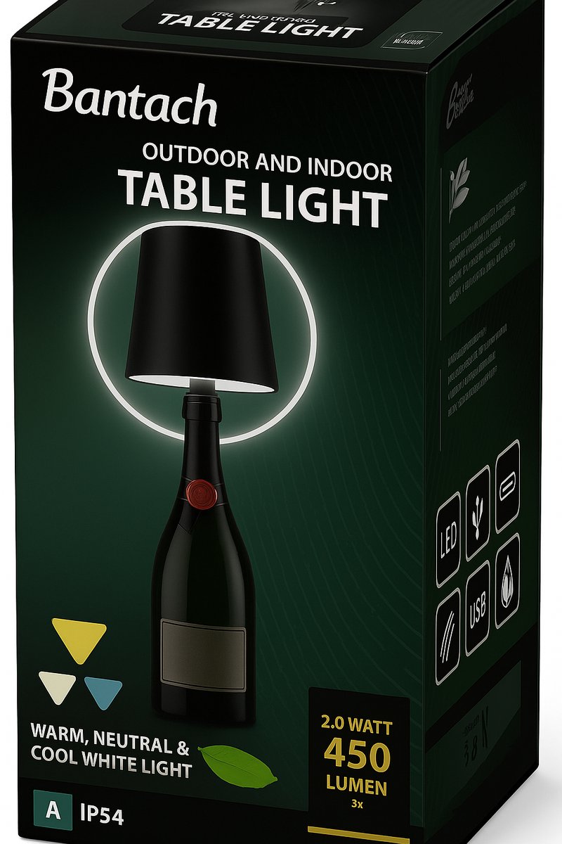 LYEAA draadloze fleslamp, oplaadbare LED-tafellamp met