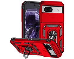 Coverup Hoesje - Geschikt voor Google Pixel 8a Hoesje - Coverup Armor Ring Kickstand Back Cover met Camera Shield - Rood