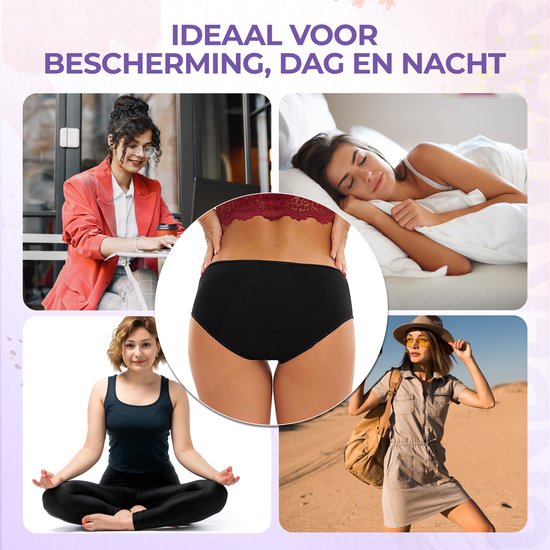 Sous-vêtements menstruels - Taille L - Zwart - Slips menstruels - sous-vêtements menstruels - sous-vêtements femme - Incontinence - Lavable