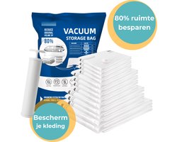 Vacuumzakken Kleding & Dekbedden - Vacumeerzakken - 13 stuks / 4 maten - Incl. Handpomp & Sluitclip - Herbruikbaar - Reiszakken voor koffer - Vacuum Opbergzakken - Compressiezakken - Vacuum Bags