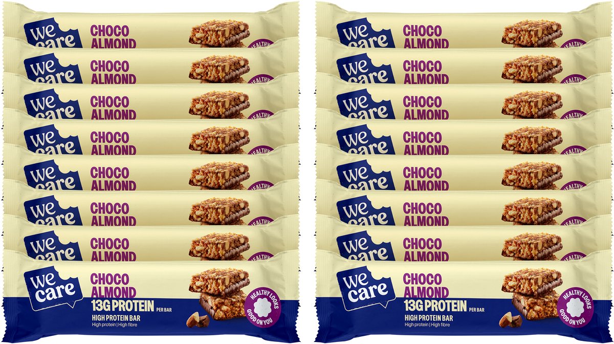 Goedkoopste WeCare High Protein - Eiwitreep - Chocolade Amandel - 16 x 45 gr