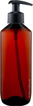 Lege Plastic Fles 500 ml Amber met Zwart Pomp - set van 10 stuks