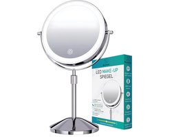 foto van Montessa - LED Make-up Spiegel – 1-10x Vergroting & USB-C Oplaadbaar – Drie Lichtstanden - Dubbelzijdig