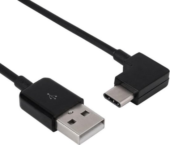 drie zuigen katje USB-C haaks naar USB-A kabel - USB2.0 - tot 1A / zwart - 0,20 meter |  bol.com