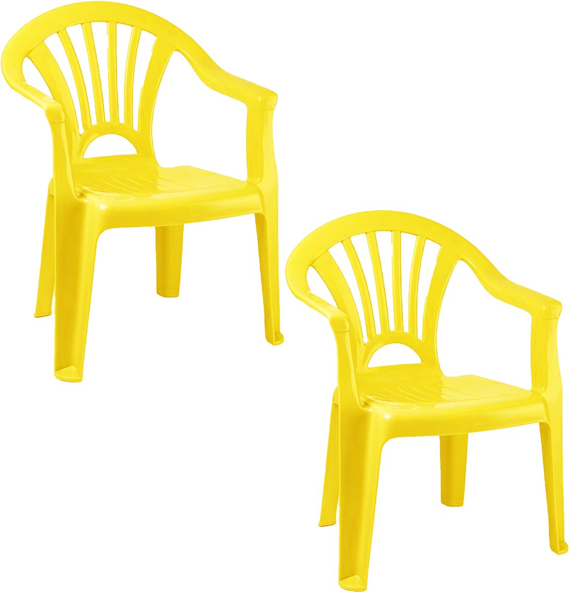 Trendoz Stoeltjes voor kinderen - 2x - geel - 50 cm - voor binnen en buiten - kunststof