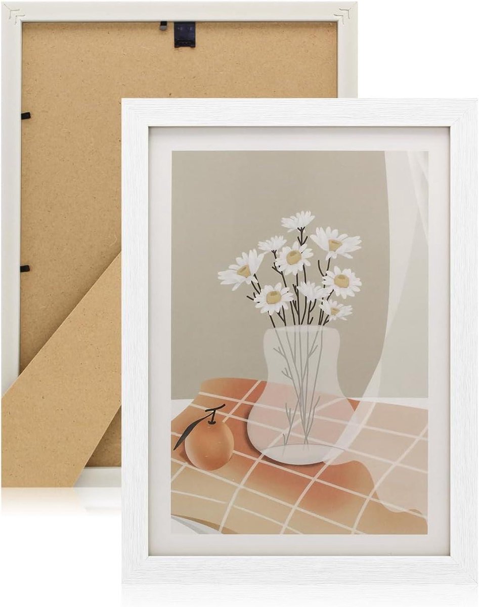 1. Fotolijst A4 voor muur en tafelblad2. Personaliseerbare houten fotolijst A4 voor decoratieve puzzel, foto, poster, certificaat (wit)3. Klassieke A4 Fotolijst - Geschikt voor muur en tafelblad