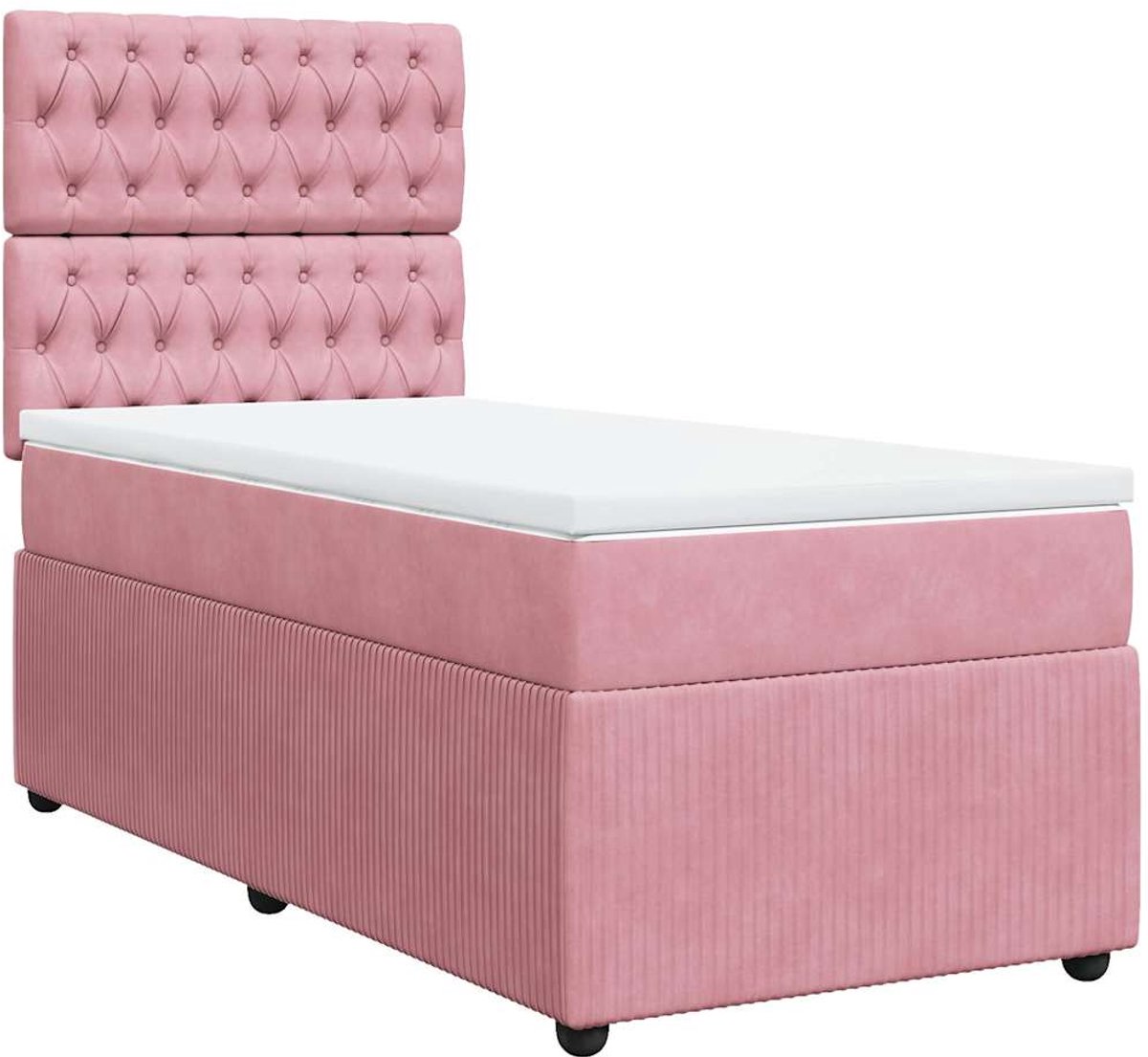vidaXL - Boxspring - met - matras - fluweel - roze - 80x200 - cm