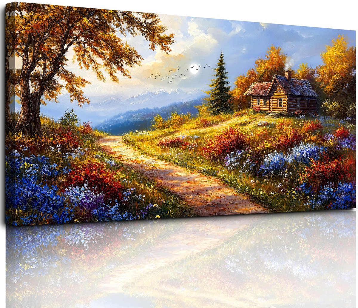 Unyqoos® Esthetische Canvas Wanddecoratie Met Kleurrijke Landweg Voor Diverse Interieurs, 50 x 100 cm