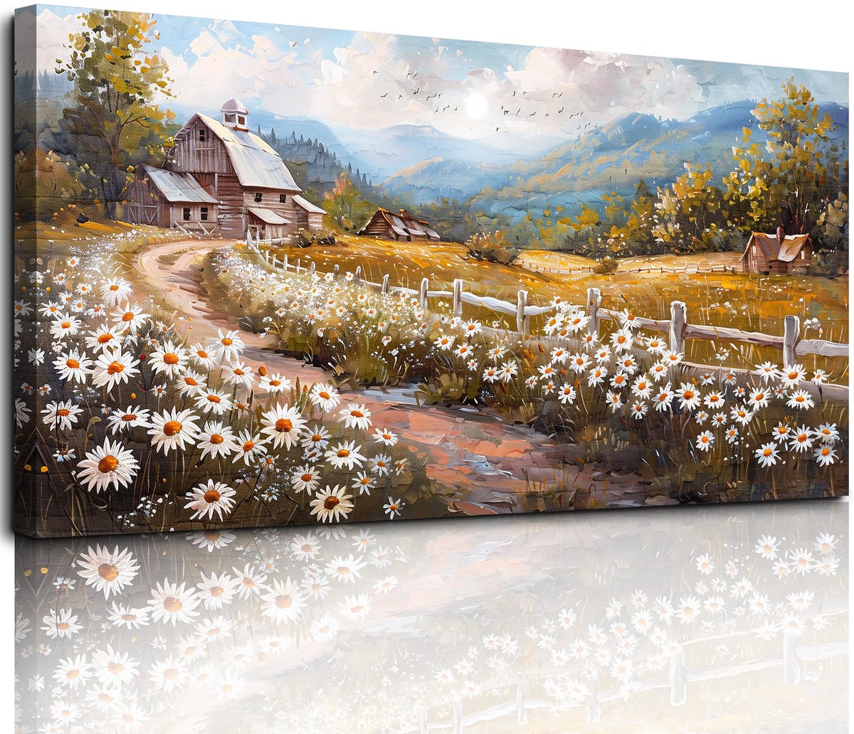 Unyqoos Betoverende Bloemenzee Canvas Wanddecoratie voor Diverse Ruimtes - 50 x 100 cm ge