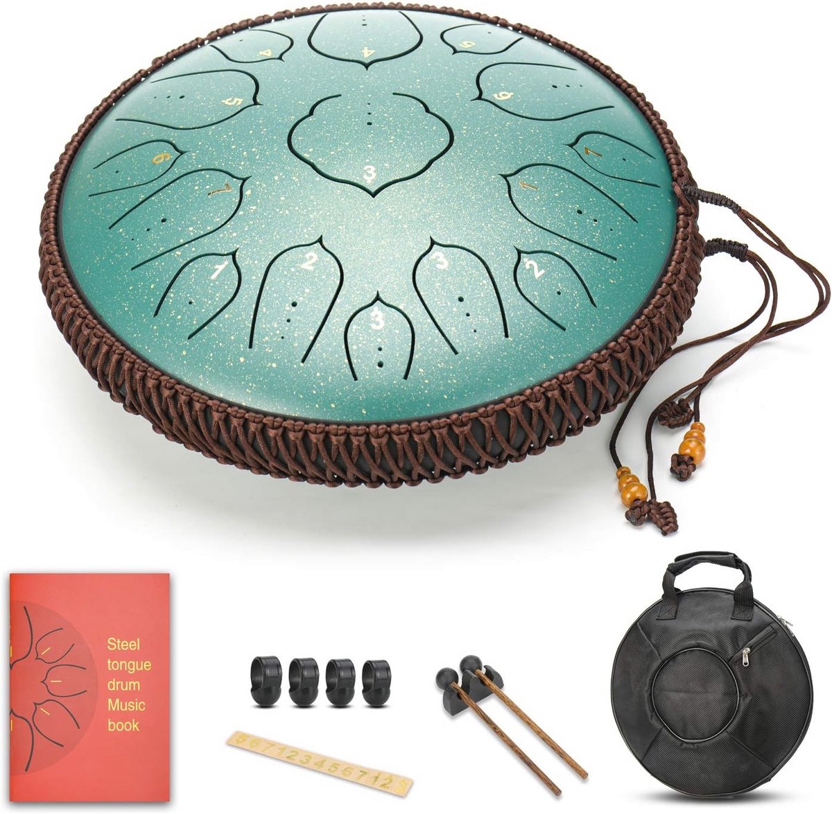 35 cm Stalen Tong Drum - Hand Pan Percussie-Instrument met 15 Noten en Draagtas