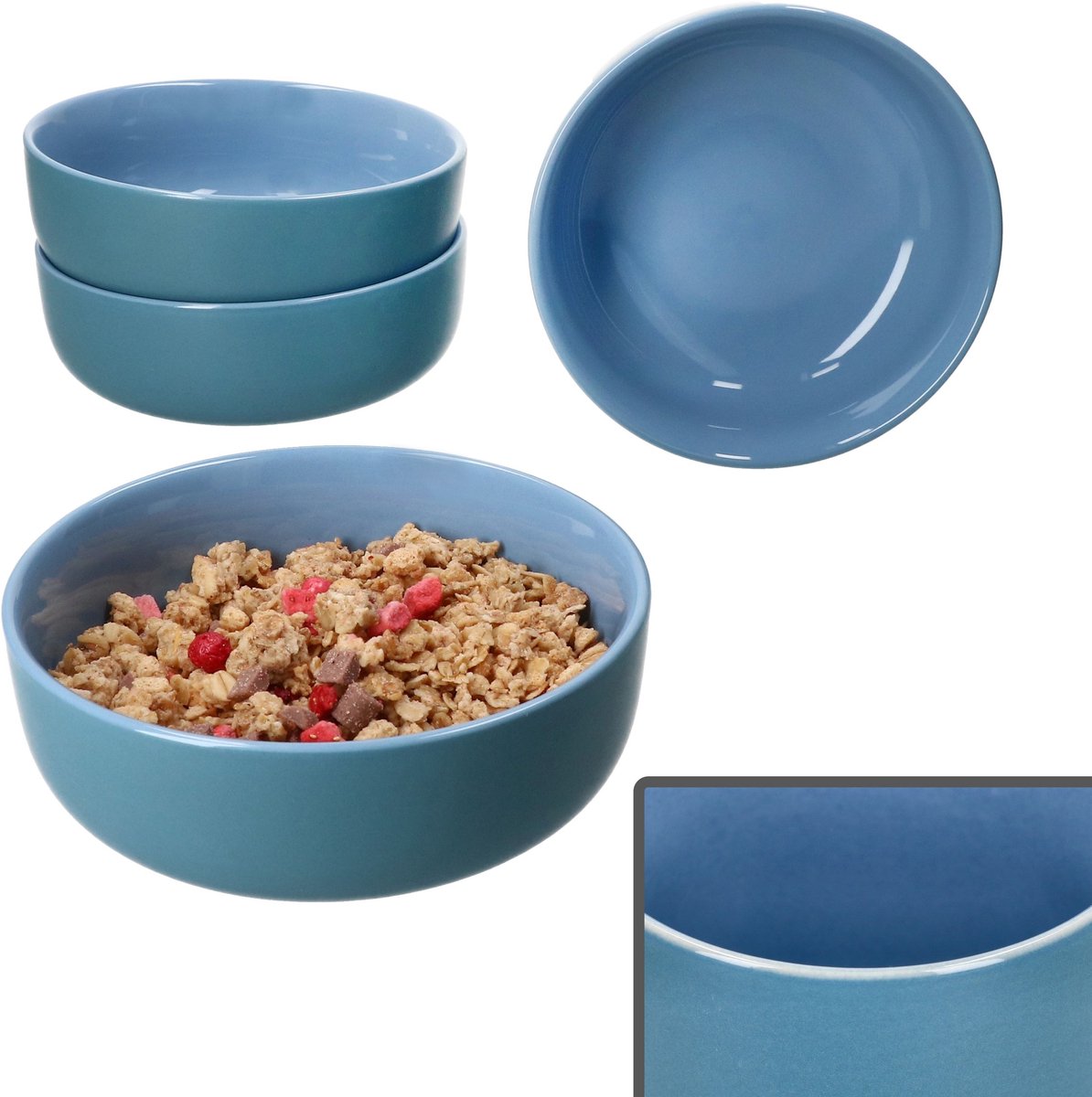 Set van 4 Jasper oceaan blauwe cornflakes kommen - 414370