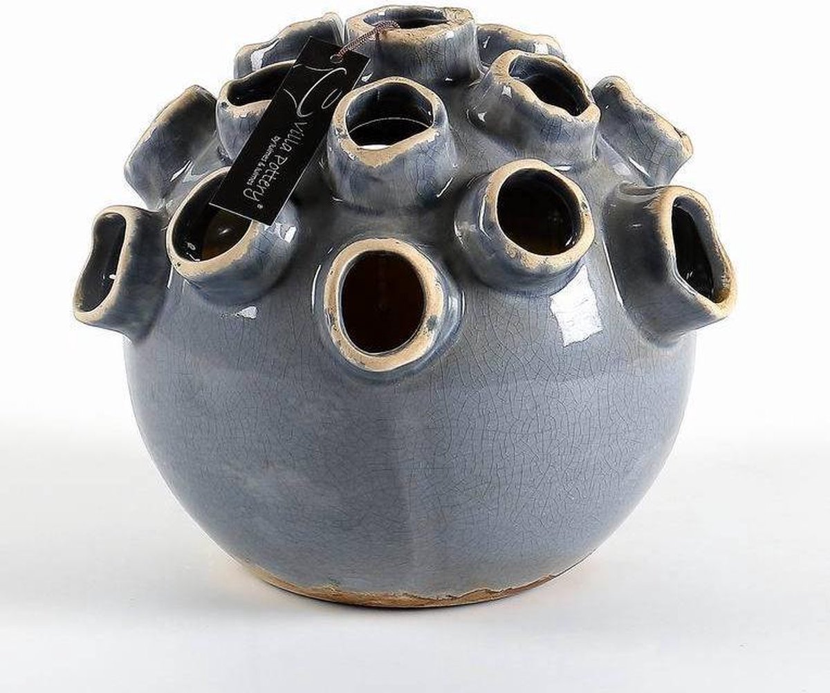 Villa Pottery Bolvormige Vaas – Picco 22x22x20 – Kleur: Blauw