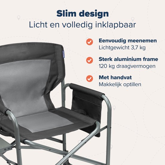 TRVLMORE Campingstoel - Opvouwbaar - 120KG Draagvermogen - Lichtgewicht - Klapstoel - Visstoel - Kampeerstoel - Vouwstoel - Zwart — afbeelding 3