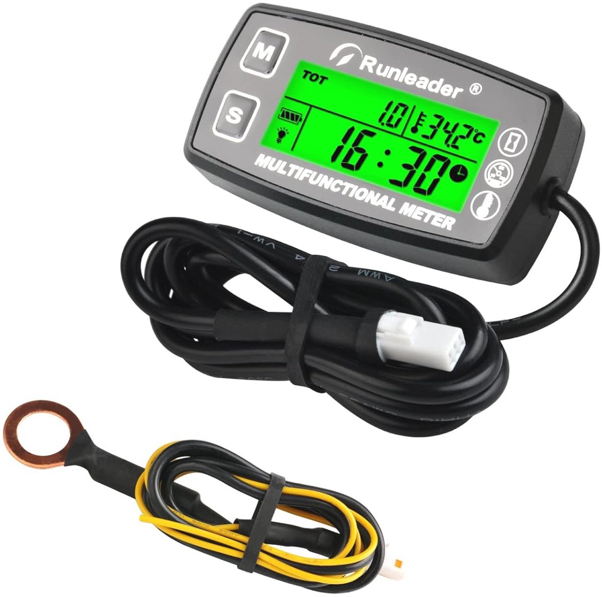Digitale toerenteller en temperatuurmonitor voor motoren, gazontractoren en generators