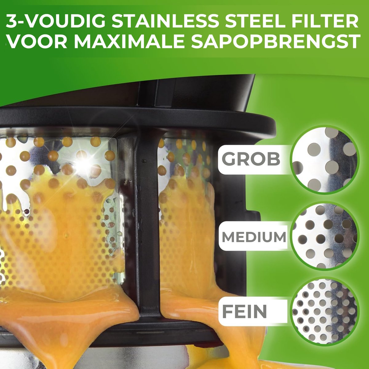 Nutrilovers sapcentrifuge NUTRI-PRESS MAX Hele vruchten persen Slow Juicer Slow Juicer koude pers met XXL 135 mm opening, BPA-vrij incl. sapfles, Slow Juice receptenboek thumbnail 3