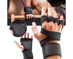 Sport Fitness Handschoenen – Trainingshandschoenen – Gewichtheffen – Crossfit – Krachttraining – Ademend & Anti-slip – Unisex – Zwart – Maat M