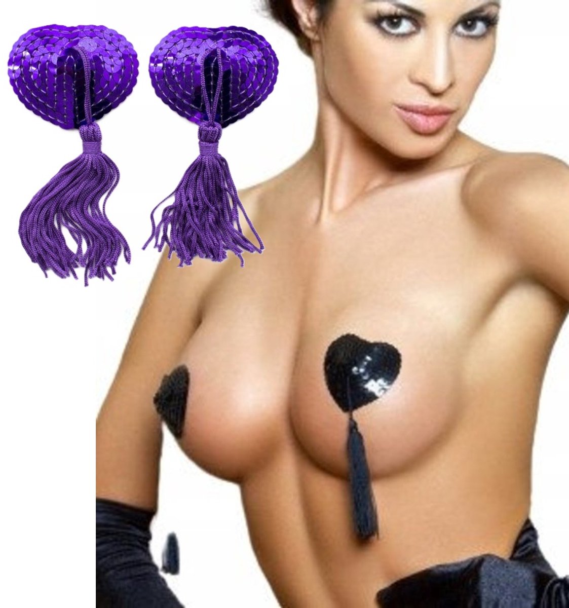 Goedkoopste Burlesque Harten Tepelkwastjes I Tepelkwastje I Tepelklemmen I Sexy Tepelversiering I Nipple Tassles I Zelfklevend I 2 Stuk I Paars