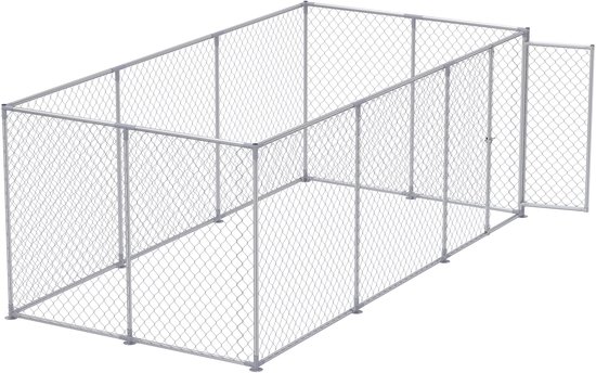 Aufun Enclos pour chiots - Chenil Niche pour chien Cage pour chien Box pour animaux - Hébergement en plein air Facile à assembler Dierenverblijf - avec serrure Écurie - Rectangulaire - 400x200x150cm sans toit