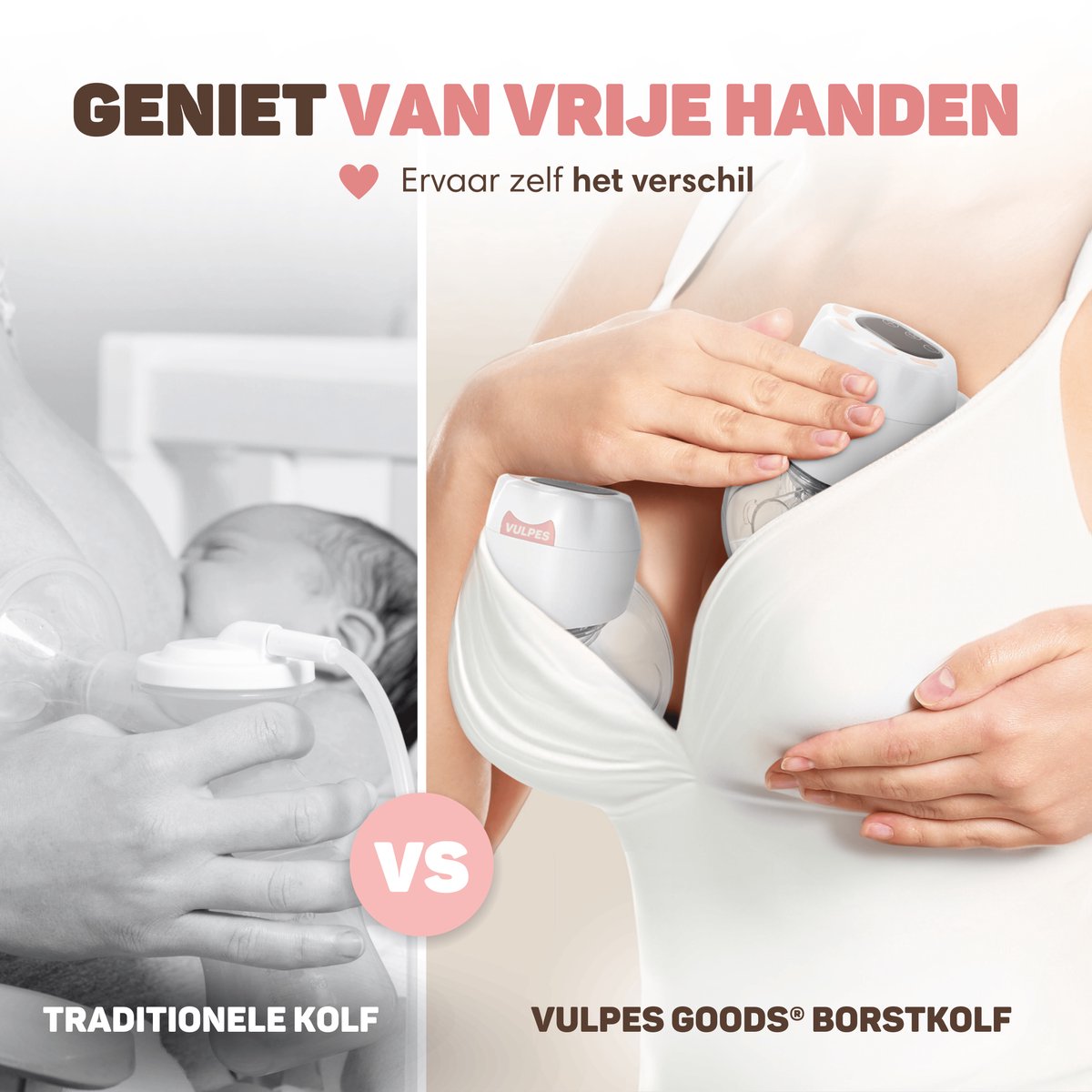Vulpes Goods® BabyCare - Handsfree Borstkolf - Elektrische Draadloze Borstkolf - Draagbaar – Elektrische Kolf - Incl. 30 Moedermelkbewaarzakjes, Borstvoeding informatie, Reistas & Borstschildverkleiners thumbnail 7